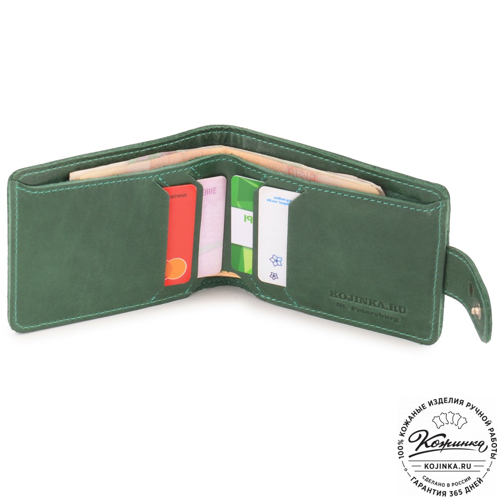  Кожаное портмоне Италия (зеленое) 